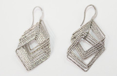AGI Sterling Silver Geometric Wire Earrings – Modern Dangle Design –Lightweight