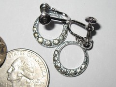 VINTAGE LOT OF 3 STERLING SILVER 925 Stone Pearl filigree SCREW BACK EARRINGS