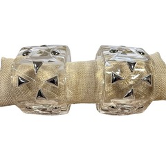 Clear Lucite Studded Chunky Bangle Bracelets