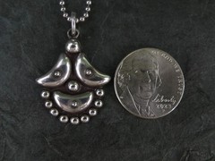 VINTAGE STERLING SILVER PUFFY CRESCENT MOON PEBBLED PENDANT NECKLACE ITALY CHAIN