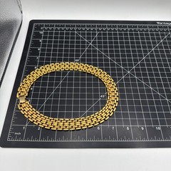 Vintage 5‑Row Panther Link Choker Necklace Gold Tone Wide Brick Mesh 1960s–1980s