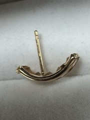 SINGLE Earring “585” 14k Yellow Gold CZ Channel Set Curve Partial Hoop