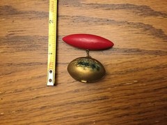 Vintage Estate Dangle Football Brooch Red Bar At Top Of Piece