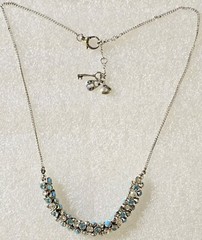 Vintage signed FOSSIL Turquoise Baby Blues Rondelle Beaded Center Necklace