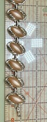 Vintage 60s Leaf Design Bracelet & Earrings Set 3 PC Thermoset Peach Gold Tone