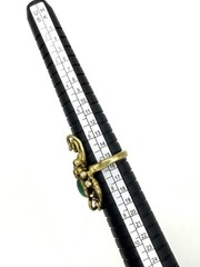 Bronze Green Stone Brutalist Size 7 Bypass Ring Free Form Unisex 1970s Modernist