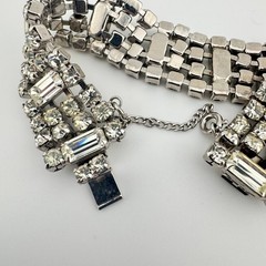 Vintage Signed WEISS Clear Rhinestone Bracelet 1950s Mixed Baguette round E