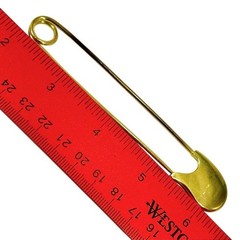 Vintage 14K Yellow Gold 4 3/8 Inches Long Safety Pin Brooch