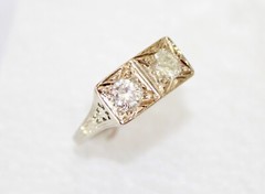 Antique BELAIS 10K DIAMOND ENGAGEMENT RING White Gold .66 Ct. Sz. 8.5 ~ GIA APP.