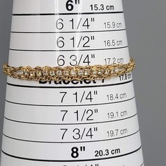 Vintage Rhinestone Tennis Bracelet Gold tone Double Rope Chain 7″