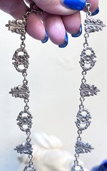 WONDERFUL Antique Italian Designer Ornate .800 Silver Floral Link Necklace
