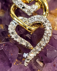 Vermeil 925 Sterling Silver Diamond Triple Heart Pendant 18″ Gold Necklace 3.8g