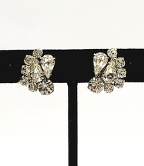 Clear Rhinestone Climber Sparkle Prism Fancy Event Vintage Screwback Earrings