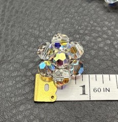 Vintage Aurora Borealis Crystal 2 Double Strand Necklace & Clip-On Earrings Set