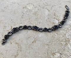 🖤✨AUTHENTIC VINTAGE STERLING SILVER BLACK ONYX LINK ESTATE JEWELRY BRACELET ✨🖤