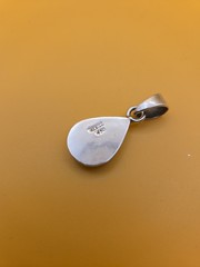 Mexico Sterling Silver 950 Abalone Shell Teardrop Pendant Charm @1″