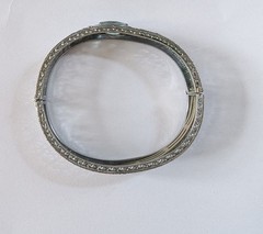 Antique Art Deco/Art Nouveau Filigree Bracelet Blue Glass