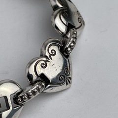 Brighton Cafe au Lait Bracelet Etched Scroll Heart Links Retired Vintage 7.25″