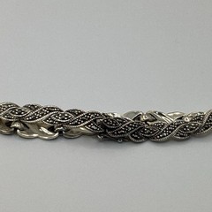 Vintage 7.5” Sterling Silver W/ Marcasite Bracelet Signed TK 925 Weighs 0.519oz