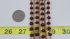 Vintage Gold-Tone Red Carnelian Multi-Chain Beaded Bracelet Fold Over Clasp 7.5″