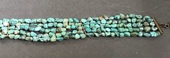 Vintage 12in Natural Turquoise Nugget 5 Strand Choker Necklace With 3in Extender