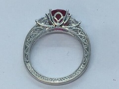 Sterling Silver Shiny Bright CZ Cubic Zirconia Lab Ruby Cocktail Ring Size 8