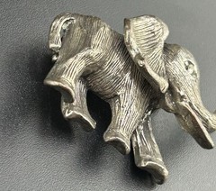Hobe Tusked Silver Tone Elephant Brooch