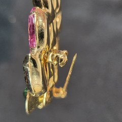 Pink, Smoky Gray, Aurora Borealis Rhinestones Unsigned Pin Brooch