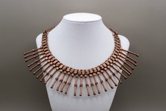 VTG 1950s Solid Copper Fringe Choker Necklace 4.3oz Heavy Mid Century Modern Art