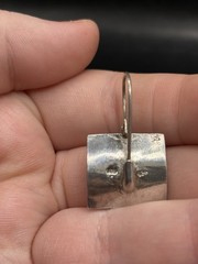 SILPADA Hammered 925 Sterling Silver Square EARRINGS LABRADORITE Stone Marked