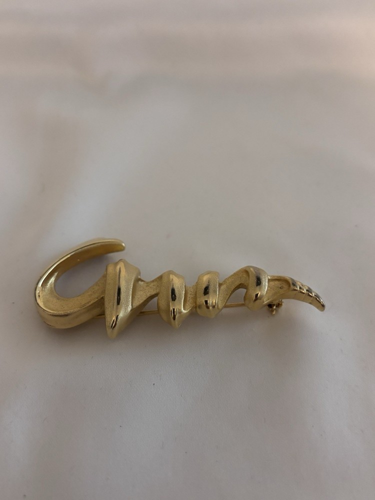 Vintage Signed Tona Gold Tone Modernist Brooch Two Toned Finish
