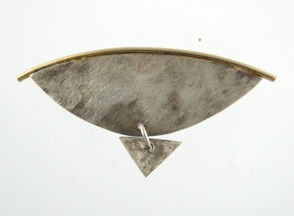 Artisan Signed AC 1996 Sterling Silver Modernist Brooch Handmade Pin 925 4.4g