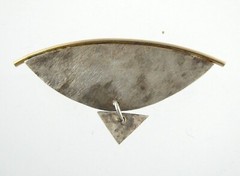 Artisan Signed AC 1996 Sterling Silver Modernist Brooch Handmade Pin 925 4.4g