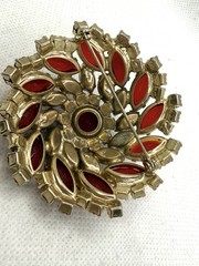 Vintage Juliana? Red Crystal Red AB Brooch Great Condition Large Open Back