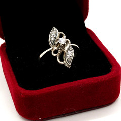 Vintage Elegant RING Silver 925 with Chic Bright Stone -size: 6.75US (17mm) #123