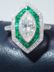 Hexagone Shape Art Deco Wedding Ring 2.3Ct Simulated Diamond 14k White Gold Over