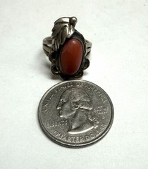 Native Sterling Silver Coral Leaf Ring Sz 5.25