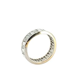 Vintage 14k White Gold Trapezoid Baguette Diamond Eternity Ring Band