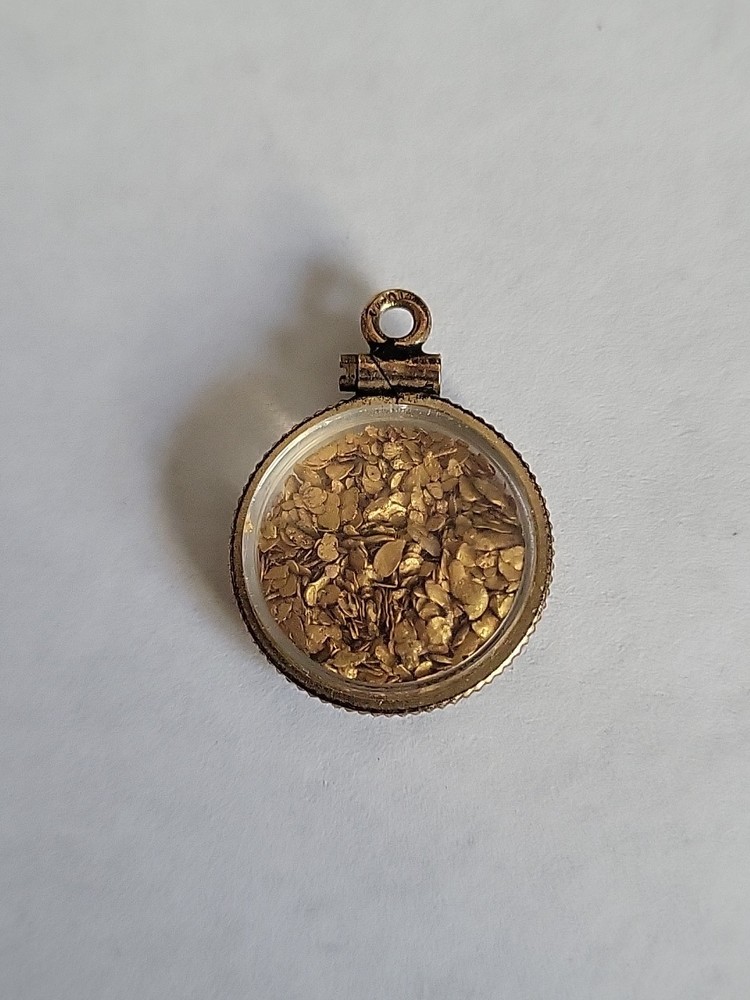 Vintage 20k Natural Gold Placer Nuggets in Gold Filled Display Charm Pendant 2g