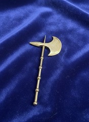 Gold Brass Axe-Shaped Pin Brooch Ornate Art Fashion Jewelry