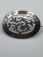 Oval Taxco Open Work Sterling Brooch