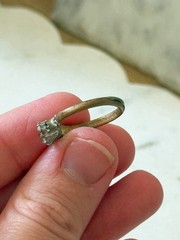 Dainty Vintage Adjustable 3 Stone Ring Stamped Made In Austria – Clear Stones