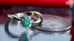 14k yellow gold 0.27ct natural diamond sz 4.5 ring emerald vintage treated 2.99g