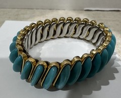 VTG Antique Signed DFB Co CARMELITA Expansion Bracelet Turquoise Blue Color GF