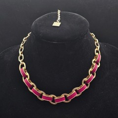 Anne Klein Gold Tone Pink Faux Snake Skin Necklace Earrings Set