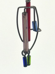 Vintage Barbie Levy Art Glass Earrings Dangling Blue Purple Red Abstract