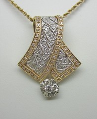 14K Yellow Gold-White Gold Vintage Diamond Pendant and 16″ Rope Chain – LB0808