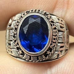 REED & CO Sterling 2008 Lab-Created Sapphire School Ring Size 6