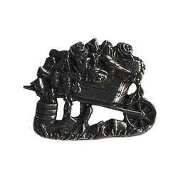 Birds & Blooms Brooch Pin Pewter Flower Wheelbarrow Granny Cottage Fairycore