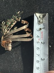 Vtg 1940 MCM Sterling Silver Rose Gold Vermeil Ribbon Swirl Laurel Brooch 22.5g